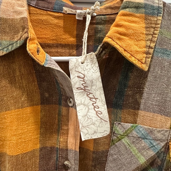 Mystree Pumpkin Spice Dreams Color Block Button Upn(Size Small) - Picture 5 of 6